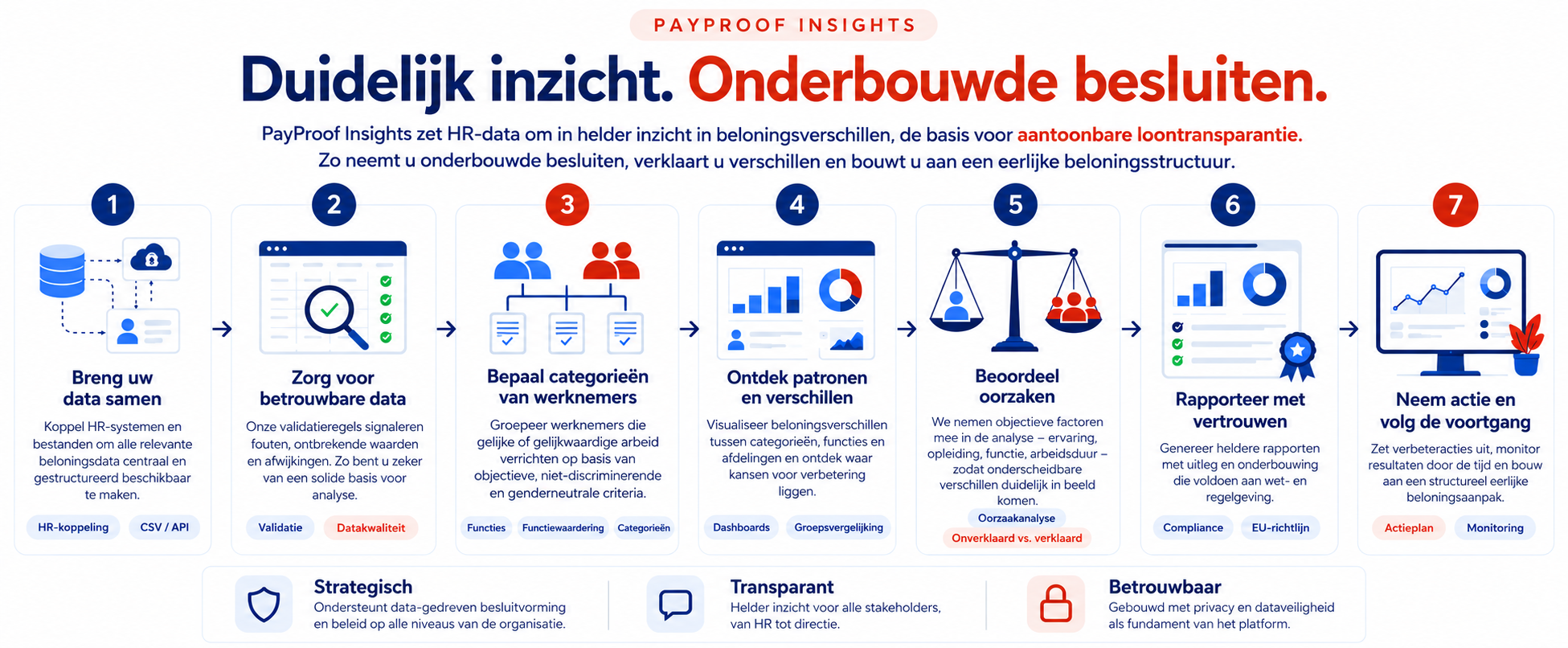 PayProof Insights infographic — van data naar aantoonbare loontransparantie